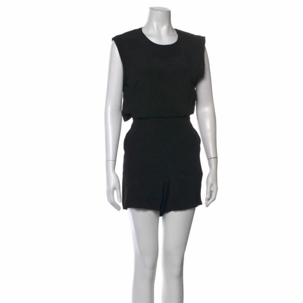 Veronica Beard Black Open-Back "Crepe" Romper Size 6 Shoulder Buttons